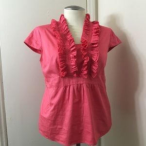 Merona Cap Sleeve Ruffle Shirt Top Blouse -Size XL